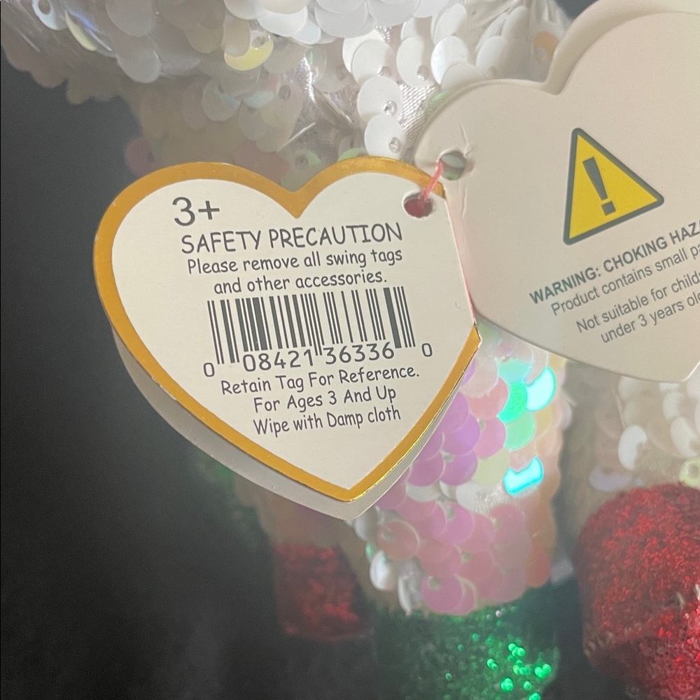 2019 Ty Sequin Unicorn Plush with Gold, Green, and Red Accents - Picture 4 of 7